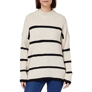 ONLY Dames Onlanna Ls High Neck Stripe Cs KNT Pullover Sweater, Whitecap Grijs/Detail: melange W Black Stripes, M