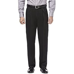 Haggar Heren Premium No Iron Khaki Classic Fit Pleat Front Casual Pant (normale en grote en lange maten), Zwart, 36W / 29L