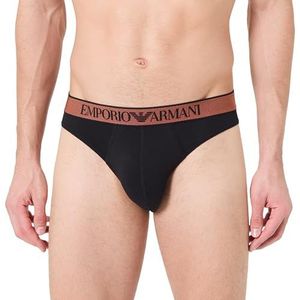 EMPORIO ARMANI Heren glanzende logoband slip, zwart, XL, Zwart, XL