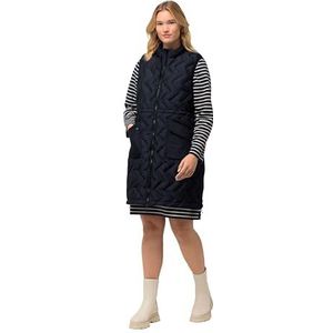 Ulla Popken Hyprar gewatteerd vest voor dames, met Channel-wattering, waterafstotend vesten, marineblauw, 50-52