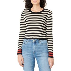 ONLY Dames ONLVICCI L/S Crop Stripe KNT Pullover Sweater, Pumice Stone/Stripes: Black/Mars Red, L (Pack van 3)
