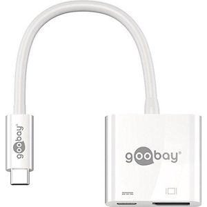Goobay 62109 USB-C stekker op displayport bus DP, PD, wit, extra USB-C aansluiting