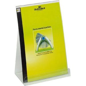 Durable 859419 Displaystandaard / brochurehouder, voor DIN A4-informatie, 2 stuks, transparant, voor DIN A4-informatie.