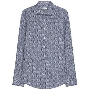 Seidensticker Heren business overhemd - strijkvrij hemd met getailleerde snit - Shaped - lange mouwen - Kent-kraag - 100% katoen, donkerblauw, 44