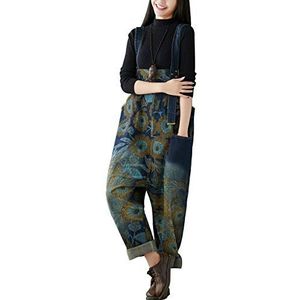 Yeokou Losse Baggy Denim Wijde Pijpen Drop Kruis Jumpsuit Rompertjes Overalls, Stijl 24 Blauw, One Size