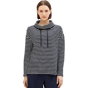 TOM TAILOR Sweatshirt voor dames, 32397 - Navy Offwhite Stripe, M