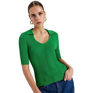 Trendyol Dames Slim Basic Polo Neck Knitwear Trui, Groen, L, Groen, L