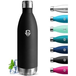 Grsta Thermosfles, 1 liter, BPA-vrij, lekvrij, metalen fles voor koude of warme dranken, vacuüm geïsoleerde drinkflessen voor kamperen, wandelen, yoga