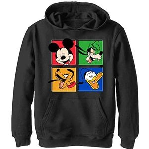 Disney Characters Mickey and Friends Boy's Hooded Pullover Fleece, Zwart, Small, Schwarz, S