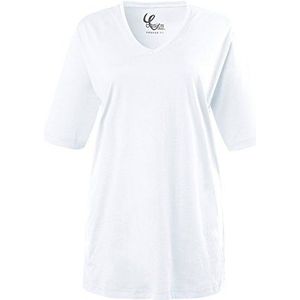 Ulla Popken Basic T-shirt voor dames, V-hals, relaxed, korte mouwen, sneeuwwit, 46/48 NL