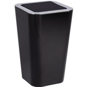 WENKO Pedaalemmer Candy Black - afvalbak met schommeldeksel inhoud: 6 l, polystyreen, 18 x 28,5 x 18 cm, zwart