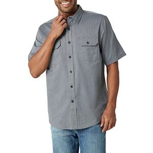 Wrangler Authentics Klassiek geweven overhemd voor heren met korte mouwen en button-down-kraag, asfalt heather, maat XL
