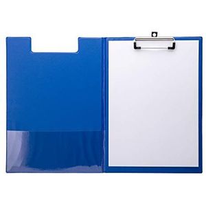 12 ST. Klembord A4 openklapbare klembordmap | schrijfbord met metalen clip | schrijfplaat met binnenvak | kunststof bekleding (blauw) (12)