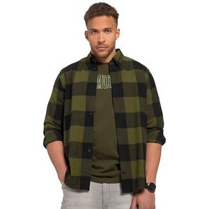 STHUGE, Heren grote maten, hemd, ruit, flanel, BD, MF, 1/1, meer groen, 6XL