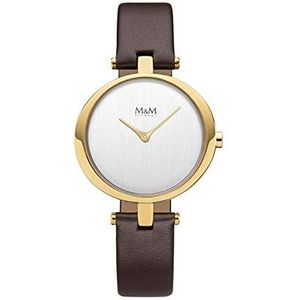 M & M dames analoog kwarts horloge met lederen armband M11931-532