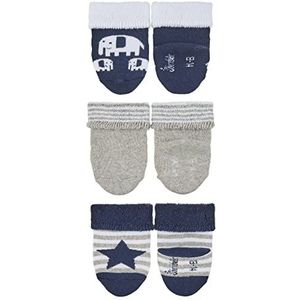 Sterntaler Babysokken voor jongens, 3-delige olifant sokken, marineblauw, 16