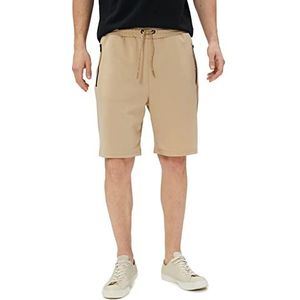 Koton Heren bermuda slogan bedrukt trekkoord rits pocket gedetailleerde slim fit shorts, Beige (050), XL