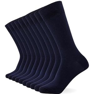 FM London 10 stuks effen herensokken, comfortabele antracietkleurige, marineblauwe en zwarte sokken voor heren, katoenen sokken voor heren, geschikt voor werk- en vrijetijdskleding, Donkerblauw, 39-46