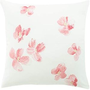Homing Kissenhülle creme rosa | Kissenbezug modern floral Rosen | Bedruckt Wohnzimmer Schlafzimmer Kinderzimmer | (1 Stück) 45x45 cm dekorativer Kissenbezug