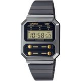 Casio Collection Vintage Digitaal herenhorloge, Zwart/Goud, riem