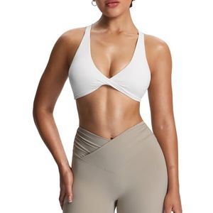 Aoxjox Women's Workout Sports Bras Fitness Satara Low Impact Bra Yoga Crop Tank (White, Small)