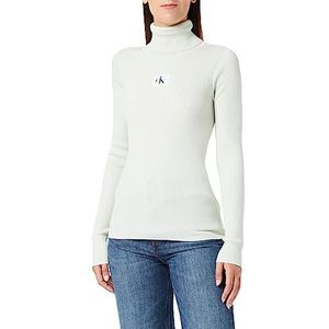 Calvin Klein Jeans Dames Badge Roll Neck Sweater, Canarie Groen, L