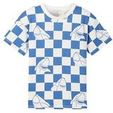 TOM TAILOR T-shirt voor jongens, 34814 - Blauw Wit Shark Checkerboard, 128/134 cm