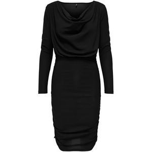 ONLY Dames Onlsansa L/S Waterfall Dress JRS jurk, zwart, M