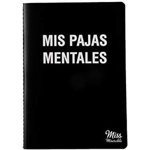 Miss Miserable - Notitieboek A5 (mijn mentale rietjes, mijn jas), praktisch cadeau met grappige spreuken.