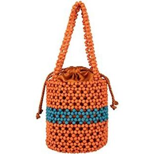 IZIA Dames Bucket Bag van parels, oranje, meerkleurig, Oranje meerkleurig.