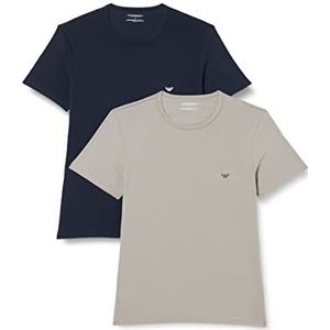 Emporio Armani 2-pack Crew T-shirt Essential Core Logo Band Onderhemd Heren, grijs (grijs/marine), XL