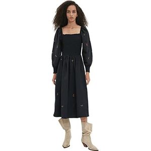 TRENDYOL Dames Woman Midi Skater Square Collar Woven Dress, donkerblauw, 36