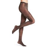 FALKE Dames Panty Day to Night 30 DEN W TI Sheer Gedessineerd 1 Stuk, Zwart (Black/Gold 3335), S-M