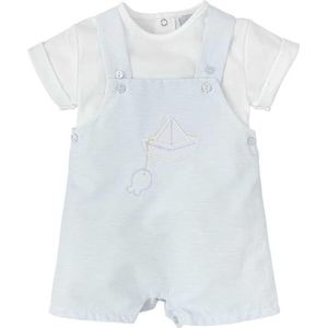 BABIDU Conjunto Baby met Peto Y camiseta, Algodón 100% babyset met tuinbroek, lichtblauw, 3 maanden uniseks, Lichtblauw, 3 Maanden