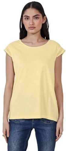 T-shirt - Geel - Dames - Met Detaillering van Haakwerk