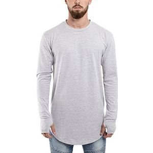Blackskies Ronde longsleeve T-shirt | lange oversized mode basic lange mouwen heren longshirt long tee - diverse kleuren, as-grijs, XL