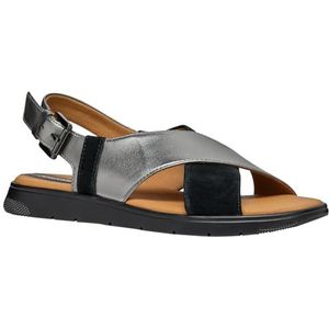 Geox Dandra B Wedge Sandaal voor dames, Gun Black, 37 EU