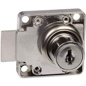 Amig Versterkt slot voor meubeldeuren, model 7 + 2 sleutels, model 371, voor kasten thuis of op kantoor, van vernikkeld staal, rechts, veilig en eenvoudig te installeren