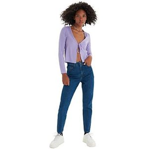 TRENDYOL Dames hoge tailleband Straight Leg Mom Jeans, Indigoblauw, 36