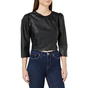 SIDONA Dames kunstleer blouse 19525718-SI01, zwart, S, zwart, S