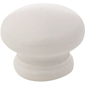 Merriway BH03887 (4 stuks) geboorde kastkast, ladedeurknop, grenen met witte afwerking 38 mm 1,1/2 inch - verpakking van 4 stuks