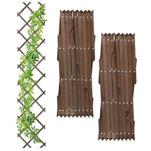 Relaxdays Trellis, uittrekbaar, set van 3, klimhulp voor klimplanten, 180 cm, tuin, balkon en terras, hout, bruin