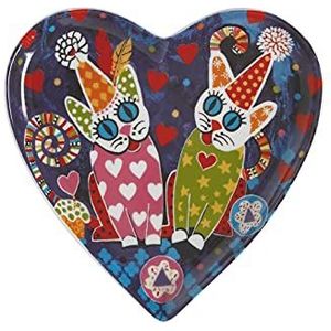 Maxwell & Williams Love Hearts Hartvormig Ontbijtbord met Cupcakemotief, Porseleinen Gebaksbordje in Geschenkverpakking, Marineblauw, 15,5 Centimeter