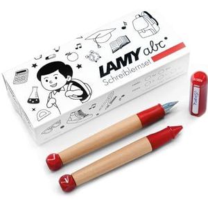 LAMY ABC schrijfset rood incl. geschenkverpakking van 1 x kindvriendelijke schrijfvulpen met veer fijn en 1 x potlood, antislip handvat, dop en dobbelsteen van kunststof