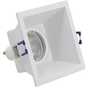 Xanlite SP50CPB LED-inbouwspot, GU10, inclusief inbouwlamp, energie-efficiëntieklasse A+, lichttemperatuur 2700 K-50 W, vierkant, wit IP20, 50 W