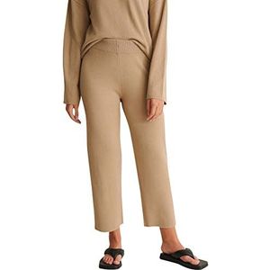 NA-KD Gebreide rechte broek voor dames, Donker Beige, XL