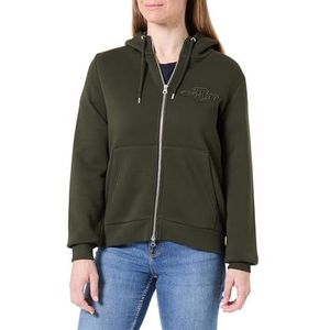 GANT - Tonal Shield Zip Hoodie - Groen - Dames