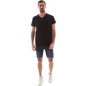 Maison BLAGGIO, T-shirt met knoopkraag, voor heren, marineblauw, L, Marine., L