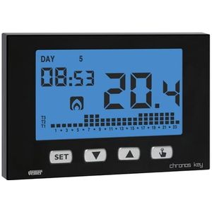 VEMER VE728200 Chronos Key kamerthermostaat, lcd-display, voeding 230 V, zwart