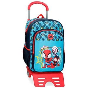 Marvel Spidey Team Up schoolrugzak met trolley, blauw, 30 x 40 x 13 cm, polyester, 15,6 l, Rosa Roja, schoolrugzak met trolley